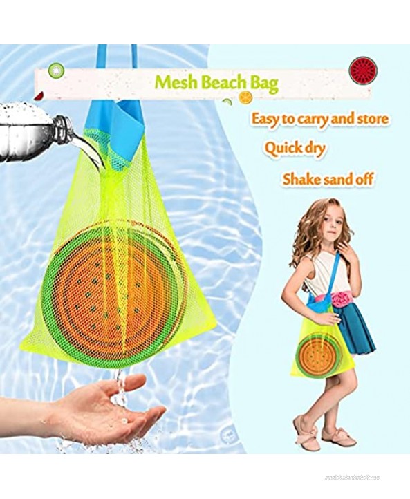 RACPNEL Collapsible Beach Buckets Foldable Sand Bucket for Kids Silicone Sand Pails Beach Pails with Mesh Bag 2.5L Multi-Purpose Collapsible Bucket for Beach Travel Camping Fishing 2 Pack