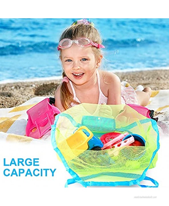 REEMTOO Large Mesh Beach Bag Beach Toy Bag Mesh Bag for Beach Toys Toy Mesh Bags Toy Mesh Bags Kids Sea Shell Bags Storage BagsBeach Gear Foldable Lightweight