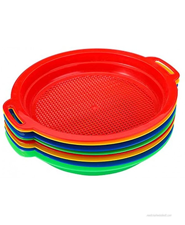 Suwimut 8 Pack Sand Sifter Sieves for Sand and Beach Plastic Sand Sifting Pan Gift Set for Kids Boys Girls for Summer Outdoor Beach Sand Toys 8.75 x 9.75 Inches Red Blue Yellow Green