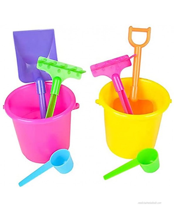 The Dreidel Company Mini Beach Playsets Play Set Includes 1 Sand Bucket 1 Shovel 1 Rake and 1 Scoop Birthday Treats for Boys and Girls Party Favors for Kids and Toddlers 6-Pack