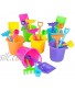 The Dreidel Company Mini Beach Playsets Play Set Includes 1 Sand Bucket 1 Shovel 1 Rake and 1 Scoop Birthday Treats for Boys and Girls Party Favors for Kids and Toddlers 6-Pack