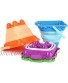 Tinleon Foldable Sand Buckets Plastic Castle Mold Beach Pail Collapsible Bucket Beach Sand Toys for Kids Outdoor Play4 Pack