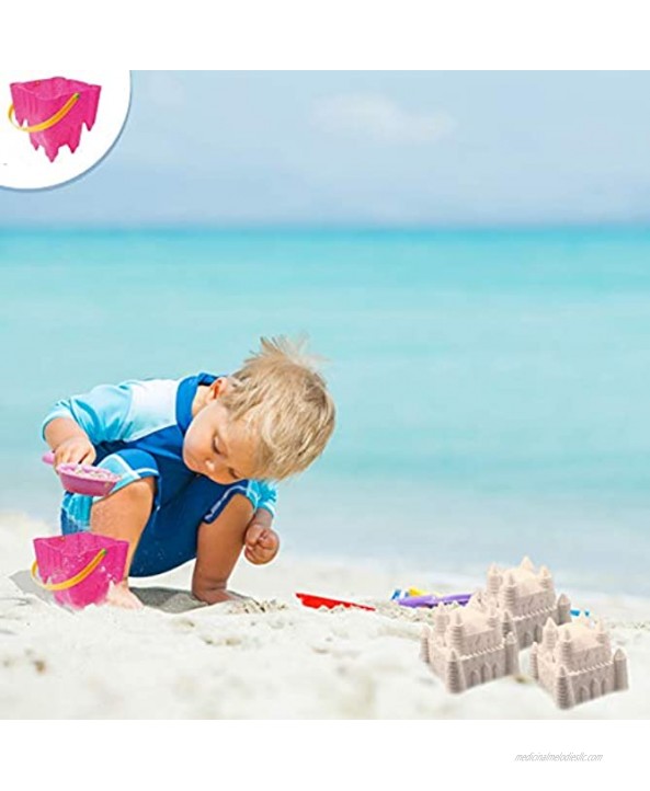 Top Race Sand Castle Beach Bucket Toy Set Sandcastle Mould Pack of 4 Colourful Stackable 8 Inch Pails for Childlren Kids 2 3 5 6 7 9 10 Year olds