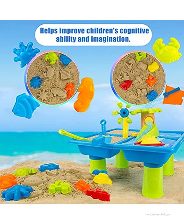 UNIH Beach Toys for 1-3 Year Old Boy Girls Water Sand Table Sand Molds Beach Tool Kit Durable Outdoor Kids Activity Game Sandbox Toys Toddler Toys Sand Playset Sensory Table Sand Shovel Tool Kits