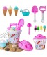 Wirpopit Beach Sand Toys Set for Kids Ice Cream Sandbox with Cover 17pcs Sand Playset for Kids & Toddlers Ages 3-10