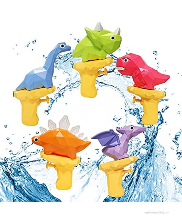 5 Pcs Water Squirt Guns for Kids Small Dinosaur Water Pistols Water Blaster Soaker Summer Swimming Pool Beach Party Favor Toys for Boys & Girls Toddlers Age2 3 4 5 6