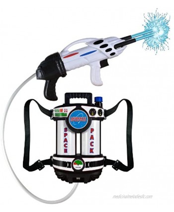 Aeromax Astronaut Space Pack Super Water Blaster with fully adjustable straps for comfort and control. White Black With Red and Blue Accents