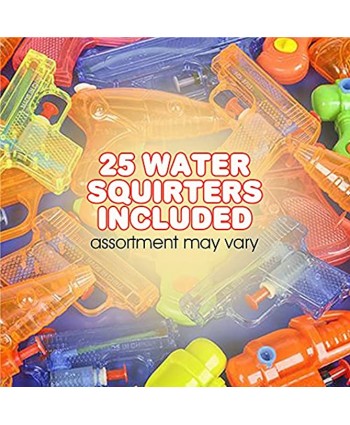 ArtCreativity Water Squirter Assortment for Kids Bulk Set of 25 Assorted Water Blaster Toys for Swimming Pool Beach and Outdoor Summer Fun Cool Birthday Party Favors for Boys and Girls