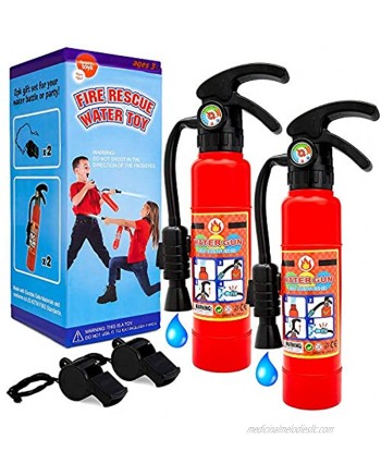 Born Toys Toy Fire Extinguisher w  Whistles 2 pack Water Fire Extinguisher as Fireman Toys or Firefighter Toys Water Shooters for Kids that shoots over 20 ft for Ages 3 & Above