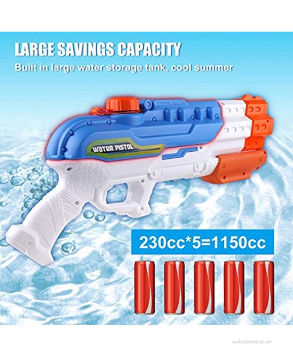 Bukm Water Guns for Kids 2 Pack Super Squirt Guns Water Soaker Blaster 1150CC 4 Nozzles Toys Gifts for Boys Girls Children Adult Outdoor Swimming Pool Beach Sand Children's Day 2 Pack Water Guns