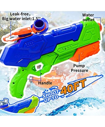 HAJACK Water Gun 2 Pack Water Guns for Kids 1400CC High Capacity Long Range Squirt Guns Shoot Up to 40 Feet Summer Swimming Pool Beach Party Water Outdoor Fighting Toy