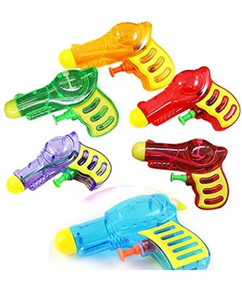Mini Guns Transparent Colorful Squirt Water Guns Classic Design Plastic Blasters for Kids Birthday Party Favors Pool Beach Toys Hot Summer Classic Water Games （4 Squirt Pack Random Color）