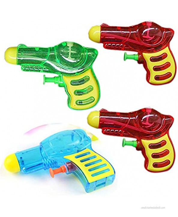 Mini Guns Transparent Colorful Squirt Water Guns Classic Design Plastic Blasters for Kids Birthday Party Favors Pool Beach Toys Hot Summer Classic Water Games （4 Squirt Pack Random Color）