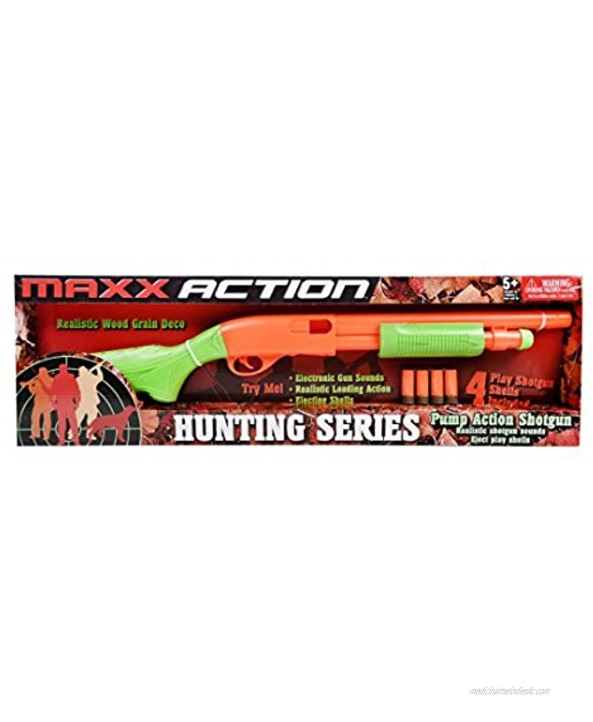 Sunny Days Entertainment Pump Action Shotgun – With Realistic Sounds and Ejecting Play Shells Orange Hunting Role Play Toy For Kids NY and CA Compliant – Maxx Action