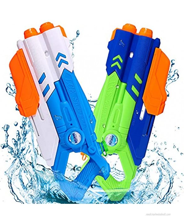 Super Water Gun for Kids 1200CC High Capacity Water Soaker Blaster Squirt Gun 35 Feet Long Range Fast Trigger Summer Toys for Adults Boys Girls Swimming Pools Party Outdoor Beach Sand 2 Pack