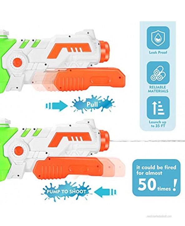 TICZLOE Water Guns High Capacity Water Guns for Kids Super Water Soaker Blaster Squirt Guns for Adults Children 2 White and Green