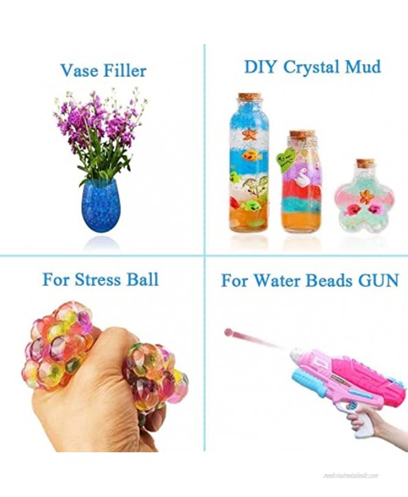 Water Bullets Beads Gel Balls Refill Ammo Water Blasters for Water Beads Gun Vase Filler DIY Crystal Mud Stress Ball Non-Toxic Environmental Friendly 6 Pack Blue