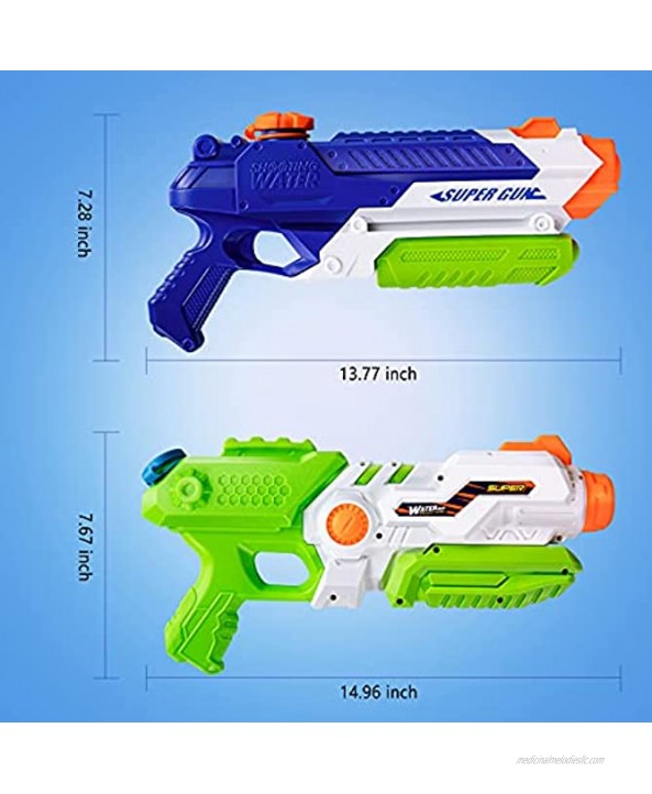 Water Gun Super Water Guns for Kids & Adults 2 Pack Water Blaster Soaker Squirt Guns 1200CC 900CC High Capacity Summer Water Fight Toys for Swimming Pools Party Beach Sand Water Fighting