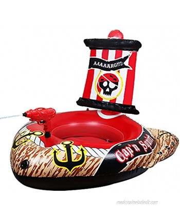Webonley Inflatable Pirate Ship Float Children's Swimming Pool Toys Boat Suitable for Boys and Girls Aged 3-12 Built-in Water Gun