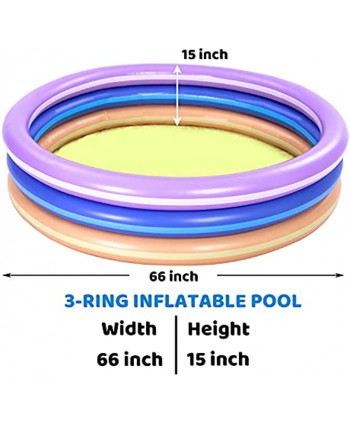 1 Pack 66'' Multicolor Inflatable Kiddie Swimming Pool Summer Fun Baby Pool Blow Up Pool Water Pool Pit Ball Pool Party Pool for Kids Toddler Indoor Outdoor