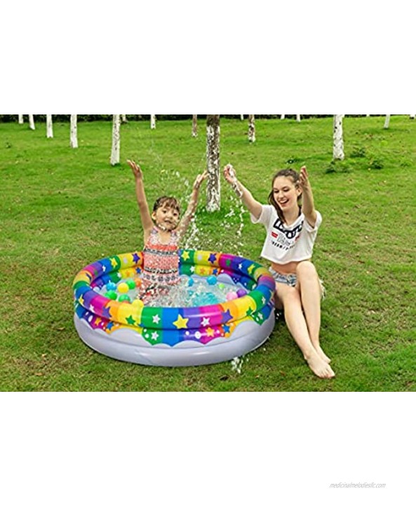 2 Pack 45'' Unicorn Rainbow & Rainbow Inflatable Kiddie Pool Set Family Swimming Pool Water Pool Pit Ball Pool for Kids Toddler Indoor Outdoor Summer Fun