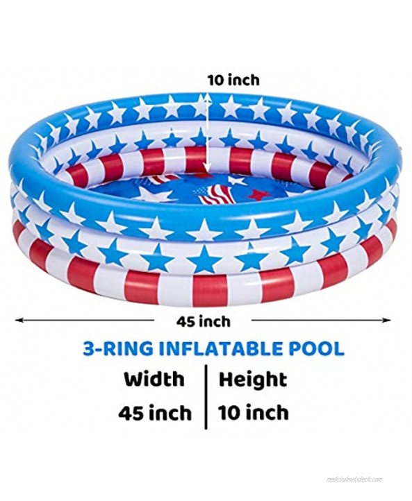 2 Pack 45 X 10 Inflatable Kiddie Pool Star American Flag Swimming Pool for Kids Toddler Summer Fun Indoor&Outdoor Water Pool Baby Pool Pit Baby Swimming Pool