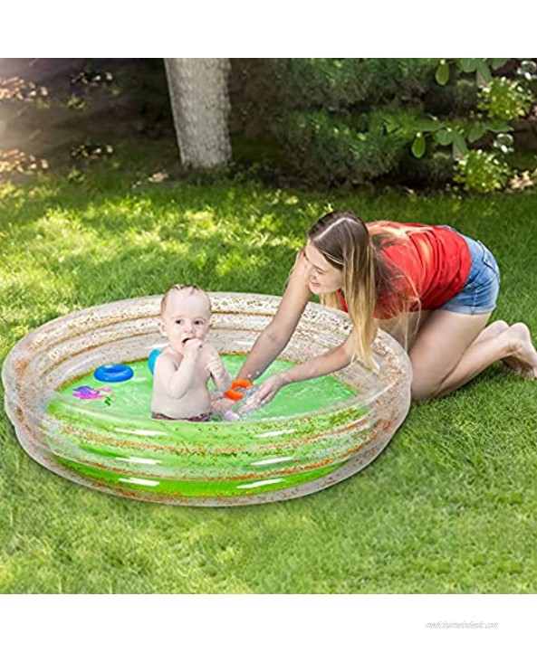 45 X 10 Inflatable Pool Glitter Transparent Kiddie Pool Swimming Pool for Kids Baby Water Pool Pit Ball Summer Water Fun for Ages 3+ 45’’ 10’’