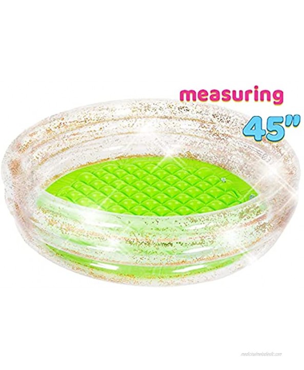 45 X 10 Inflatable Pool Glitter Transparent Kiddie Pool Swimming Pool for Kids Baby Water Pool Pit Ball Summer Water Fun for Ages 3+ 45’’ 10’’