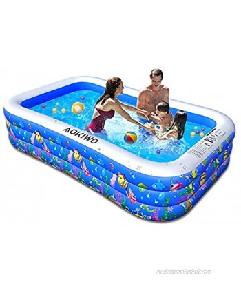 AOKIWO Family Inflatable Swimming Pool Inflatable Kiddie Pool Lounge Pools for Kids Adults Infant Garden Backyard Outdoor Summer Water Party 103" X 59" X 20"