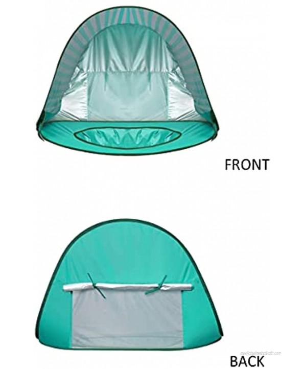 Bycc Bynn Baby Beach Tent Pop Up Portable Beach Canopy UV Protection Sun Shelter with Pool for Infant Stripe-Turquoise