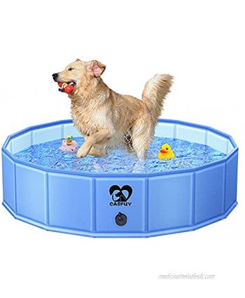 Casfuy Foldable Dog Pool [2021 Upgraded Version] Portable Dog Swimming Pool & Collapsible Kids Swimming Pool for Small Large Dogs Kids and Duck for Outside