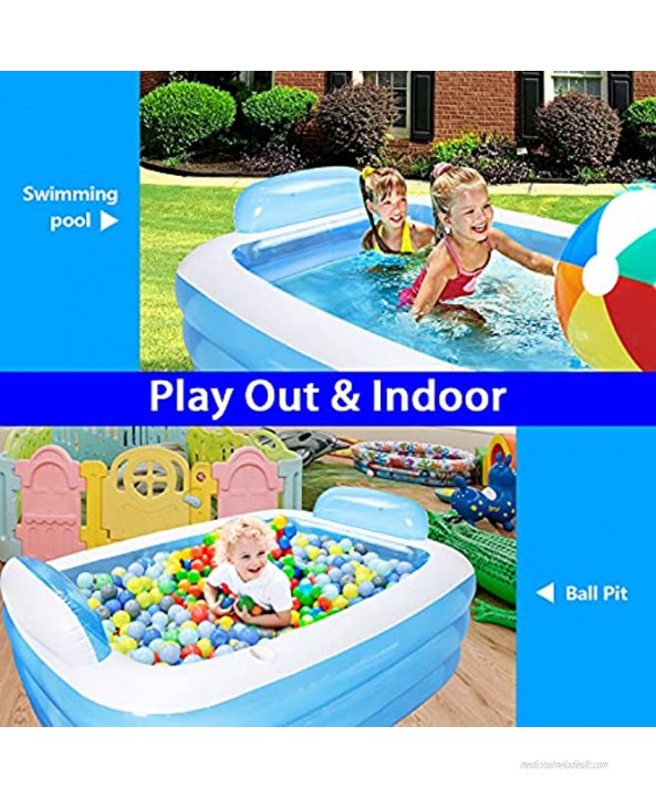 Cheruje Inflatable Pool,Family Swimming Pool,for Baby,Kids,Adults,Children,Full-Size Inflatable Lounge Pool,Blue,59×41.3×21.6 inch,Outdoor Garden Backyard Summer Swim Water Party 59 inches