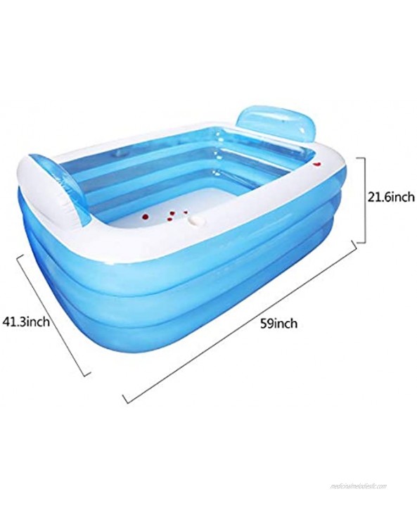 Cheruje Inflatable Pool,Family Swimming Pool,for Baby,Kids,Adults,Children,Full-Size Inflatable Lounge Pool,Blue,59×41.3×21.6 inch,Outdoor Garden Backyard Summer Swim Water Party 59 inches