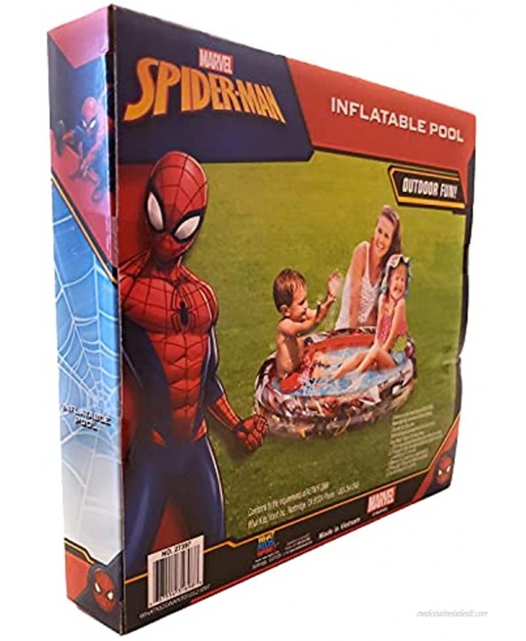 EAE 1 Spiderman Small Inflatable Pool & Outdoor Fun Set Plastic Kiddie Pool for Kids Baby Toddler Blow Up Pool Portable Pool Double Mega Bundle Exclusive 1 Bulles Piper Naut & 1 S-Man Toy