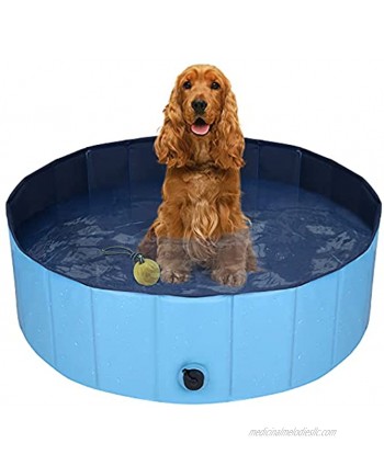 Foldable Medium Dog Pool Sturdy Hard Plastic Easy to Clean Blue 40-Inch