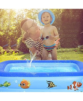 Houssem Kids Swimming Pool,3-Tier Rectangular Inflatable Pool Kiddie Pools for Kids and Adults,Blow Up Pool Kids Pools for Backyard Garden Outdoor with Repair Kit,Outer Size 123x75x46cm,Blue