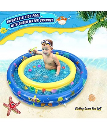Inflatable Baby Pool Annular Kiddie Pool with Removable Sunshade Canopy Summer Ocean Two Rings Blow Up Kids Shade Pool for Toddlers Indoor&Outdoor Backyard Fun