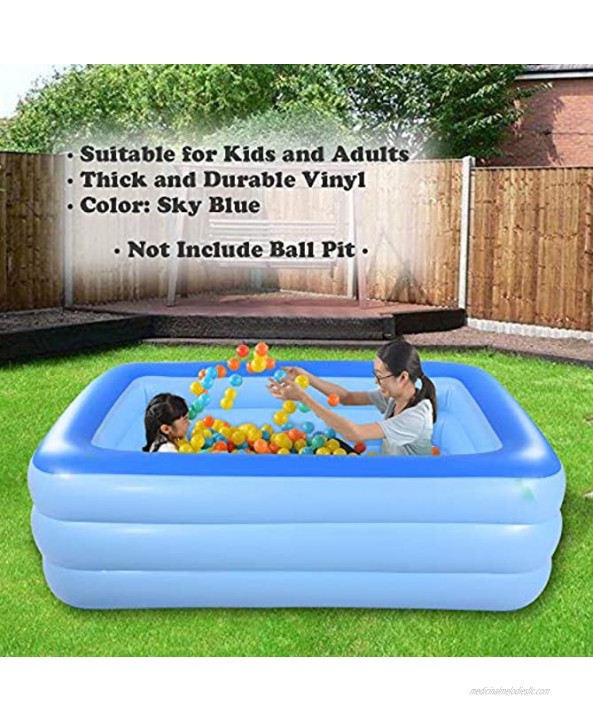 Inflatable Family Swim Play Center Pool 82 inches Gaint Blow Up Pool Summer Water Fun with Inflatable Soft Floor for Family Garden Outdoor Backyard 82IN Blue