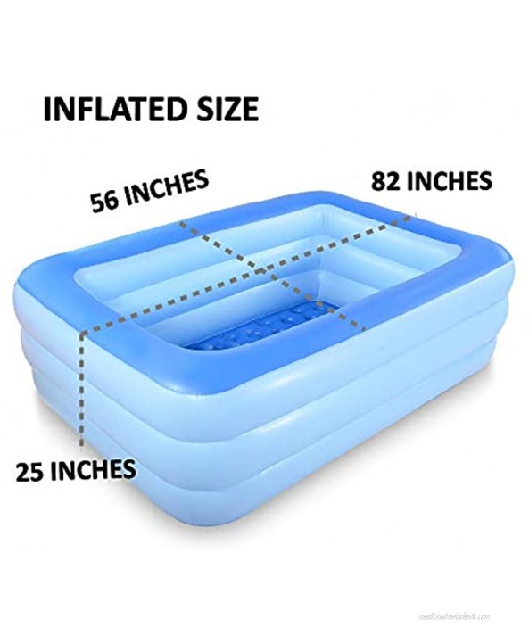 Inflatable Family Swim Play Center Pool 82 inches Gaint Blow Up Pool Summer Water Fun with Inflatable Soft Floor for Family Garden Outdoor Backyard 82IN Blue