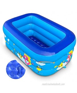 Inflatable Kiddie Pool 50" Baby Pool with Inflatable Soft Floor Inflatable Bathtub for Indoor or Outdoor Water Fun Home Pool Ball Pit