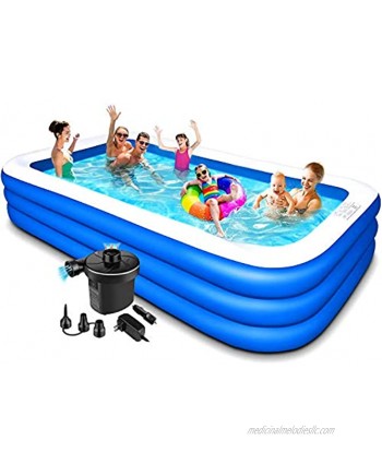 Inflatable Pool for Kids 120x72x22in Swimming Pool for Adults,Easy Blow up Pool for Kids Kids Pool with Pump Inflatable Pools for Backyard,Family Outdoor,Garden,Summer Water Party