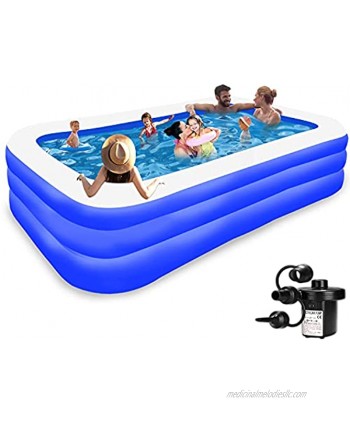 Inflatable Pool for Kids and Adults Kiddie Pool Inflatable Swimming Pool for Kids Pools for Backyard Blow Up Pool 120" X 72" X 22" Air Pump Kids Pool Family Pool Toddlers Lounge Water Play Party