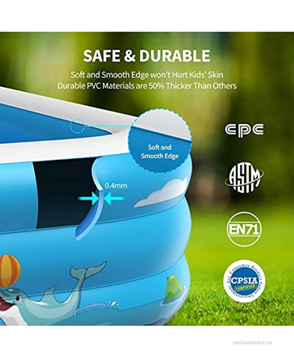 Inflatable Pool for Kids Family Oxsaml 98 x 71 x 22 Kiddie Pool with Splash Swimming Pools Above Ground Backyard Garden Summer Water Party