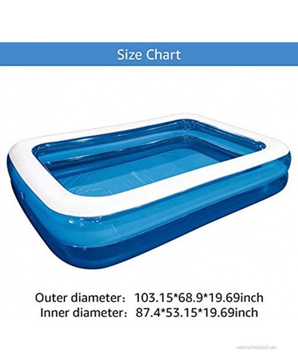 Inflatable Pool Kiddie Pool Swimming Pool for Kids Family Friends Summer Party Backyard Outdoors 103.15 x 68.9 x 19.69 inch