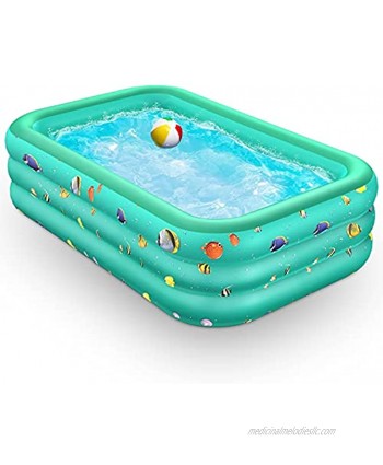 Inflatable Pool ZATK Blow Up Kiddie Pool with Soft Bubble Bottom 82''x52''x21'' Above Ground Inflatable Swimming Pool for Baby Kids and Adults in Backyard Summer Water Party Indoor and Outdoor