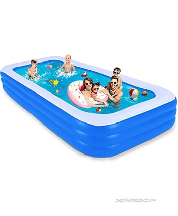 Inflatable Swimming Pool 120 x 72 x 22 inches Family Full-sized Lounge Pool Rectangular Blow Up Pool for Kiddie Toddlers Adults