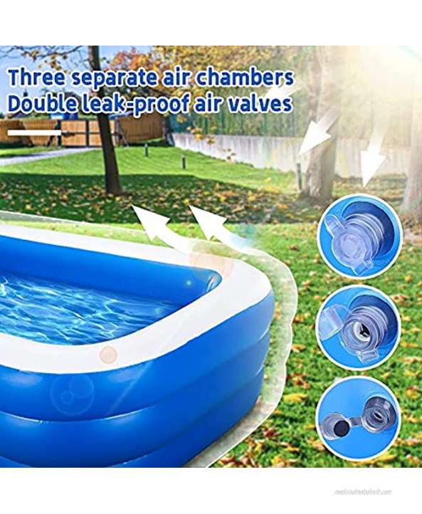 Inflatable Swimming Pool 68.8 X 43 X 17.7 Family Blow Up Kiddie Pool Thick Wear-Resistant Inflatable Lounge Pool for Kids Toddlers Adult Garden Backyard Water Party