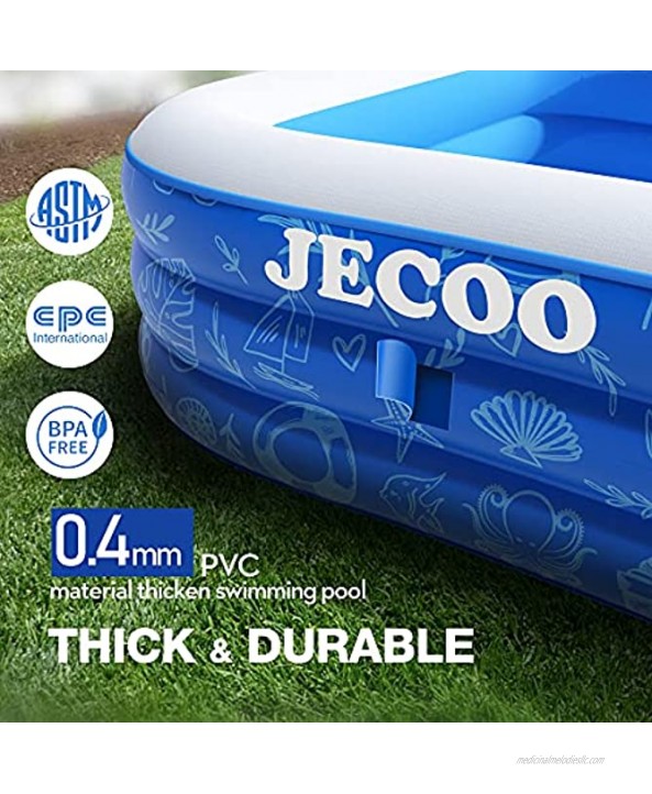 Inflatable Swimming Pool,118 X 72 X 22 Full-Size Family Blow Up Kiddie Pool for Kids Adults,Toddlers,Garden Outdoor with Backyard Summer Swim Center for Ages 3+