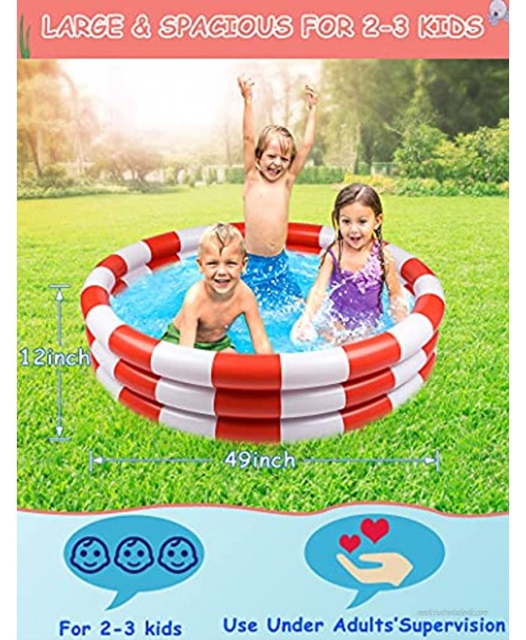 Intheanz Kid Pool Inflatable 3-Ring 45” X 10” Blue Pool Perfect for Babies Toddlers Kids Children Even Small and Medium Size Dogs and Pets