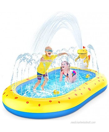 Kiddie Pool for Toddlers Splash Pad for Kids Ages 4-8 68" Inflatable 3-In-1 Swimming Pool for Kids Backyard and Outside Sprinkler Play Mat Baby Wading Pool for 3 4 5 6 Year Old Kids